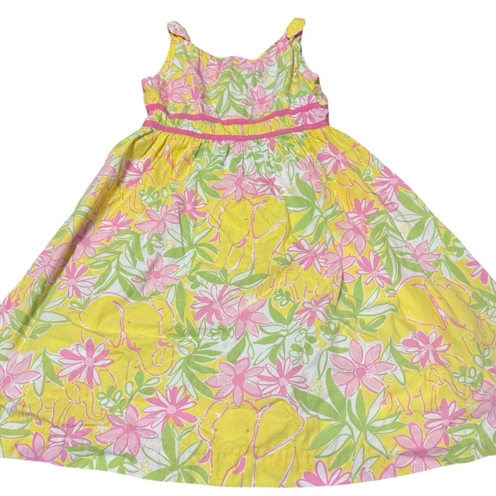 Lilly Pulitzer Girls Garden Vista Jungle Elephant floral cotton sun dress size 8